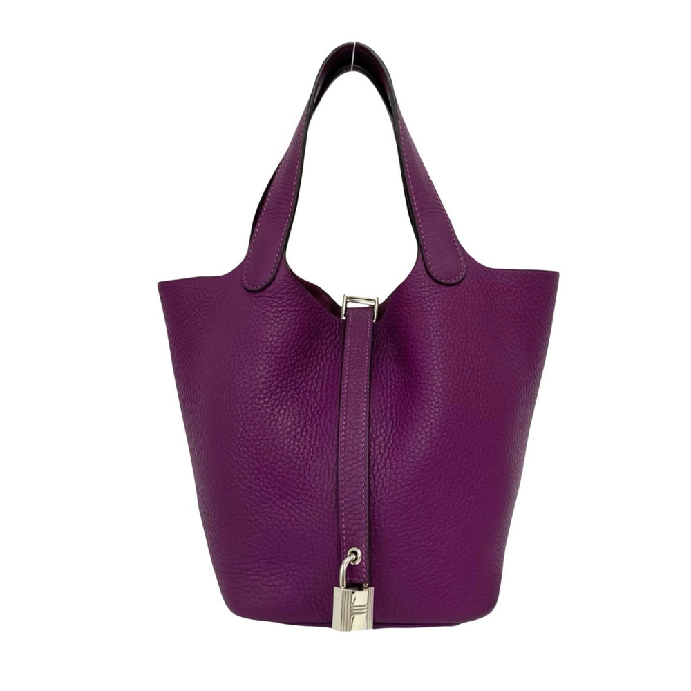 HERMES Picotin Lock PM Taurillon Clemence Handbag Mini Tote Bag Anemone Purpl...